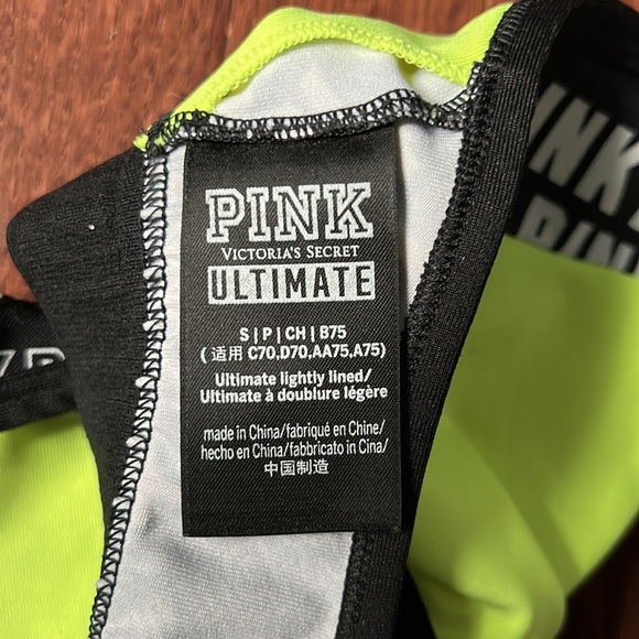 PINK Neon Yellow Padded Sports Bra Women’s Size Small - Picture 4 of 4